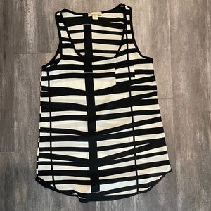 Cream & black multidimensional sleeveless top